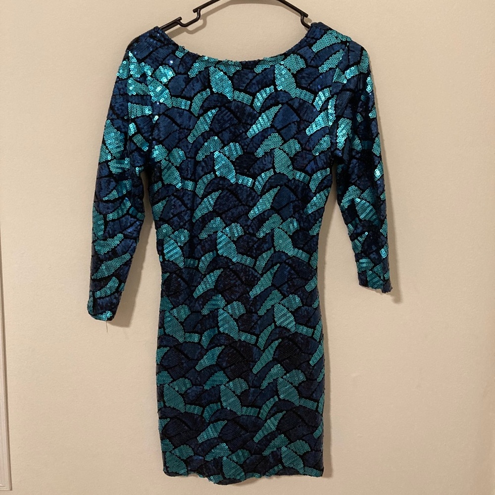Blue Sequin Cocktail Dress